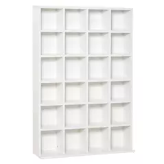 HOMCOM CD Storage Unit with Adjustable Shelves, 89 x 130.5 cm, White - 2