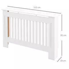 HOMCOM Slatted Radiator Cover Painted Cabinet MDF Lined Grill in White (112L x 19W x 81H cm) - 3