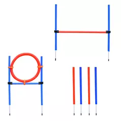 PawHut Pet Agility Training Equipment Dog Play Run Jump Obedience Training Set Adjustable (Pole + Hoop + Hurdle) - 1