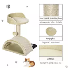 PawHut Cat Tree Scratching Scratcher Post Kitten Activity Centre Climber Hanging Ball Beige - 5