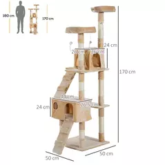 PawHut Cat Tree Scratching House, Activity Play Centre - 3