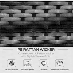 Outsunny 2-Seater Rattan Chair Set W/Middle Tea Table-Black - 4