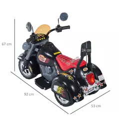 HOMCOM Kids Ride On Toy Car Motorbike Electric Scooter 6V Battery Operated Toy Trike-Black - 3
