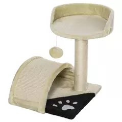PawHut Cat Tree Scratching Scratcher Post Kitten Activity Centre Climber Hanging Ball Beige - 1