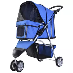 PawHut 3 Wheel Pet Stroller for Small and Miniature Dogs, Blue - 1
