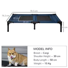 PawHut Raised Dog Bed Cat Elevated Lifted Puppy Pet Elevated Cot Portable Camping Basket – Blue (Large) - 3