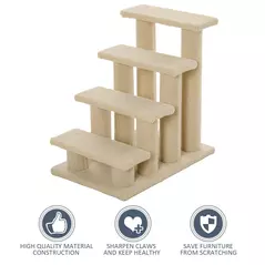 PawHut Dog Steps for Bed 4 Step Pet Stairs for Sofa Dog Cat Climb Ladder 63x43x60 cm Cream - 6
