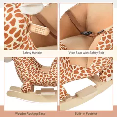HOMCOM Children Kids Rocking Horse Toys Giraffe Seat Belt Toddlers Baby Toy Gift - 6