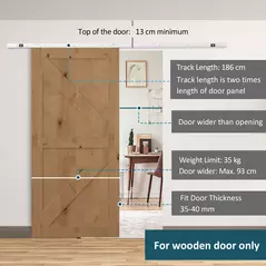 HOMCOM 6FT Modern Sliding Barn Door Closet Hardware Track Kit Track System Unit for Single Wooden Door - 4