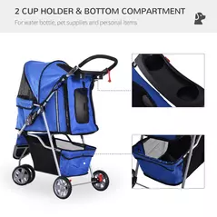 PawHut 3 Wheel Pet Stroller for Small and Miniature Dogs, Blue - 6
