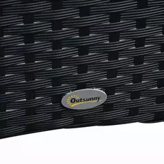 Outsunny 6 Seater Rattan Dining Set with Cushions, Rattan Garden Furniture Set with 6 Armchairs, Rectangular Glass Top Table, Outdoor Dining Table and Chairs, Black - 9