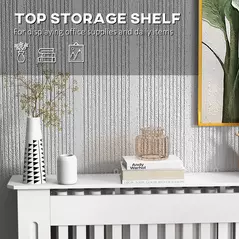 HOMCOM Slatted Radiator Cover Painted Cabinet MDF Lined Grill in White (112L x 19W x 81H cm) - 5