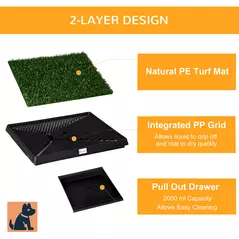 PawHut Indoor Pet Dog Toilet Mat Potty Tray Training Grass Restroom with Tray and Loo Pad - 5