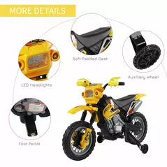 HOMCOM Electric Motorcycle for Kids Ride on Toys-Yellow - 7