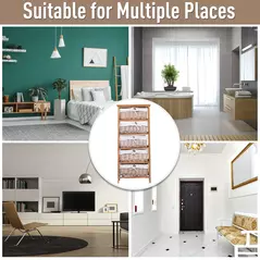 HOMCOM 5 Drawer Dresser Wicker Basket Storage Shelf Unit Wooden Frame Home Organisation Cabinet Bedroom Office Furniture Natural Finish - 6