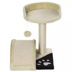 PawHut Cat Tree Scratching Scratcher Post Kitten Activity Centre Climber Hanging Ball Beige - 8