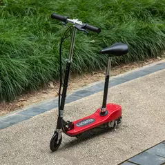 HOMCOM Powered Electric Scooter Ride-On, with Brakes, Adjustable Seat, Adjustable Handlebars, Red - 2