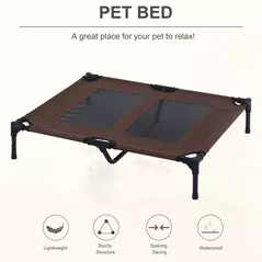 PawHut Large Raised Dog Bed Cat Elevated Lifted Cooling Portable Camping Basket Outdoor Indoor Mesh Pet Cot Metal Frame Brown - 4