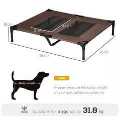PawHut Large Raised Dog Bed Cat Elevated Lifted Cooling Portable Camping Basket Outdoor Indoor Mesh Pet Cot Metal Frame Brown - 3