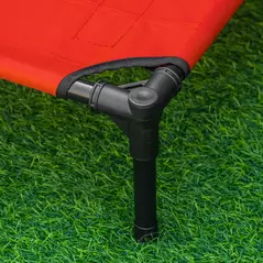 PawHut Raised Dog Bed Cat Elevated Lifted Portable Camping w/ Metal Frame Black and Red (Small) - 8