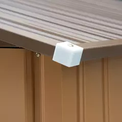 Outsunny 9 x 6ft Metal Garden Shed, Outdoor Storage Tool House with Ventilation Slots, Foundation Kit and Lockable Double Doors, Light Brown - 8