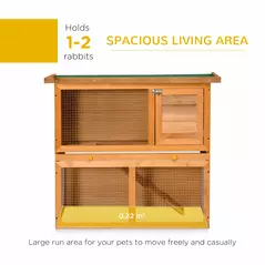PawHut Two-Tier Rabbit Hutch, Wooden Outdoor Pet Cage, with Opening Top - 4