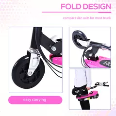 HOMCOM Foldable Electric Scooter Ride on for Kids 12V 120W W/Brake Kickstand-Pink - 7