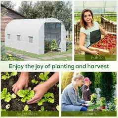 Outsunny 4.5 x 2 x 2 m Polytunnel Greenhouse, Walk-in Green House for Garden with Mesh Windows, Galvanised Steel Frame, White - 6