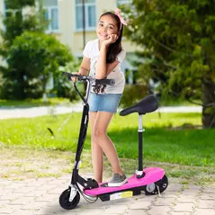 HOMCOM Foldable Electric Scooter Ride on for Kids 12V 120W W/Brake Kickstand-Pink - 2
