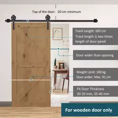 HOMCOM 6ft Modern Single Sliding Barn Door Track Kit Set Closet Hardware for Single Wooden Door - 6