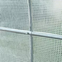 Outsunny 2.5 x 2 x 2 m Polytunnel Greenhouse, Walk-in Green House for Garden with Mesh Windows, Galvanised Steel Frame, White - 9