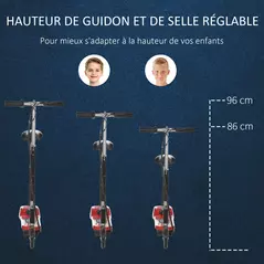 HOMCOM Powered Electric Scooter Ride-On, with Brakes, Adjustable Seat, Adjustable Handlebars, Red - 6