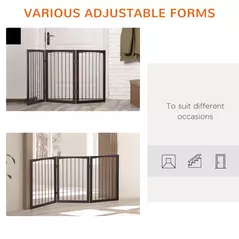 PawHut 3 Panel Stair Gate Foldable Dog Door Gate Indoor Free Standing Safety Gate Pet Barrier 76cm Height - 4