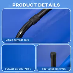 PawHut Raised Dog Bed Cat Elevated Lifted Portable Camping w/ Metal Frame Blue (Large) - 6