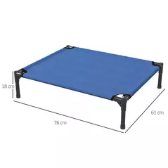 PawHut Raised Dog Bed Cat Elevated Lifted Portable Camping w/ Metal Frame Blue (Medium) - 3