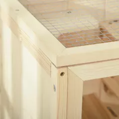 PawHut Wooden Hamster Cage with Storage Shelf, Small Animal Exercise Play House with Openable Top, Ramp for Gerbils, Drawf Hamsters, 60 x 40 x 80 cm - Natural - 8