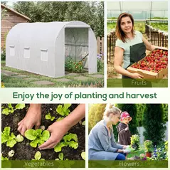 Outsunny 3.5 x 2 x 2 m Polytunnel Greenhouse, Walk-in Green House for Garden with Mesh Windows, Galvanised Steel Frame, White - 6