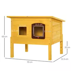 Pawhut Garden Wooden Cat House Hide Cage Outdoor Pet Play Home Waterproof Roof Kitty Shelter Kennel w/ith Door & Window - 3