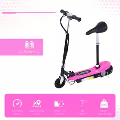 HOMCOM Foldable Electric Scooter Ride on for Kids 12V 120W W/Brake Kickstand-Pink - 5