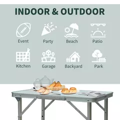 Outsunny Patio Foldable Picnic Table-Silver - 7