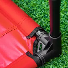 PawHut Raised Dog Bed Cat Elevated Lifted Portable Camping w/ Metal Frame Black and Red (Small) - 9