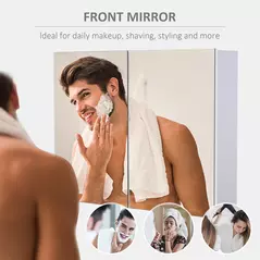 HOMCOM 80 x 15 cm Double Door Bathroom Mirror Cabinet - White - 5