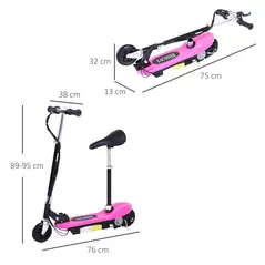 HOMCOM Foldable Electric Scooter Ride on for Kids 12V 120W W/Brake Kickstand-Pink - 3