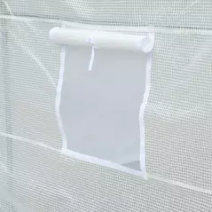 Outsunny 3.5 x 2 x 2 m Polytunnel Greenhouse, Walk-in Green House for Garden with Mesh Windows, Galvanised Steel Frame, White - 7