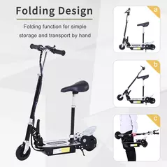 HOMCOM Foldable Powered Scooter with Adjustable Seat, Brake, Black - 5