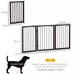 PawHut 3 Panel Stair Gate Foldable Dog Door Gate Indoor Free Standing Safety Gate Pet Barrier 76cm Height - 3