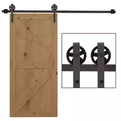 HOMCOM 6ft Modern Single Sliding Barn Door Track Kit Set Closet Hardware for Single Wooden Door - 1
