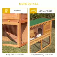 PawHut Two-Tier Rabbit Hutch, Wooden Outdoor Pet Cage, with Opening Top - 7
