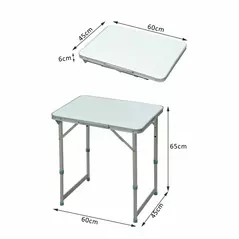 Outsunny Patio Foldable Picnic Table-Silver - 3