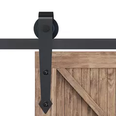 HOMCOM 6.6FT/200cm Black Sliding Door Kit for Single Barn Door, Antique Sliding Barn Door Hardware Kit with J Shape Hanger - 5